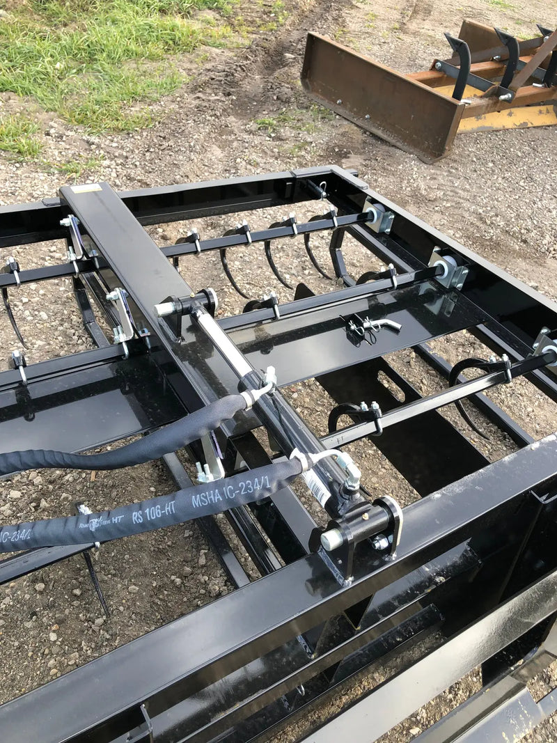 Load image into Gallery viewer, Close-up of the Bale Accumulator Grapple by Top Dog Attachments, showcasing its rugged construction for heavy-duty bale management
