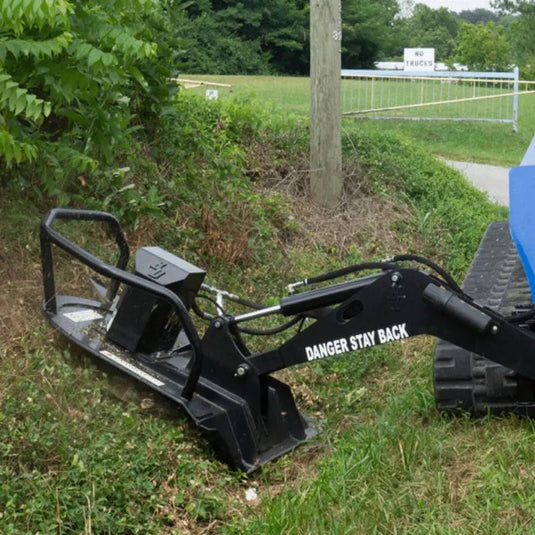 Effortlessly clear overgrowth with Blue Diamond's Swing Arm Brush Cutter designed for skid steers